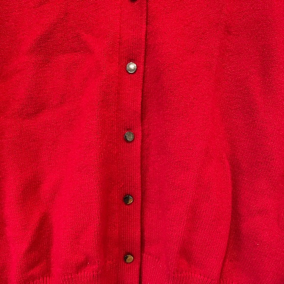 NWT Tahari Button-Down Red Cardigan w/ Faux Fur Trim – Cozy Chic - Picture 4 of 10